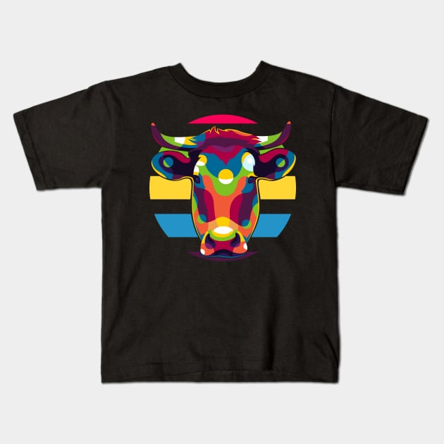 The Cow Portrait Kids T-Shirt by wpaprint